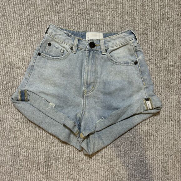 ONETEASPOON Women's High Waist Bandits Light Denim Shorts Size 22 - Picture 1 of 7